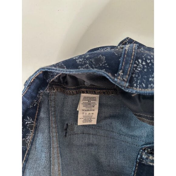 Free People Women's Silver City Foiled Flare Stretch Boho Blue Jeans Size 25 - Picture 4 of 6